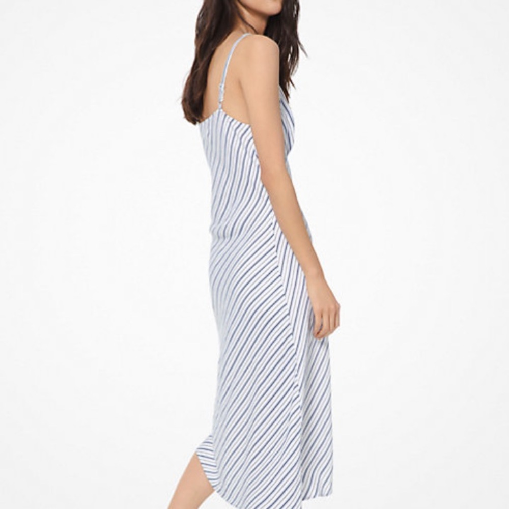 Michael Kors Striped Slip Midi Dress Adjustable Spaghetti Straps - Picture 2 of 15